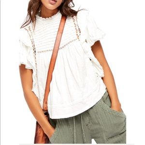 Free Peoples Le Femme Cotton Ruffle & Lace Tee